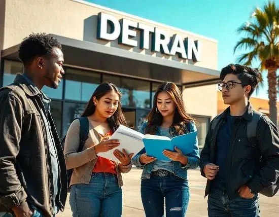 Imagem de pessoas se preparando para provas do DETRAN
